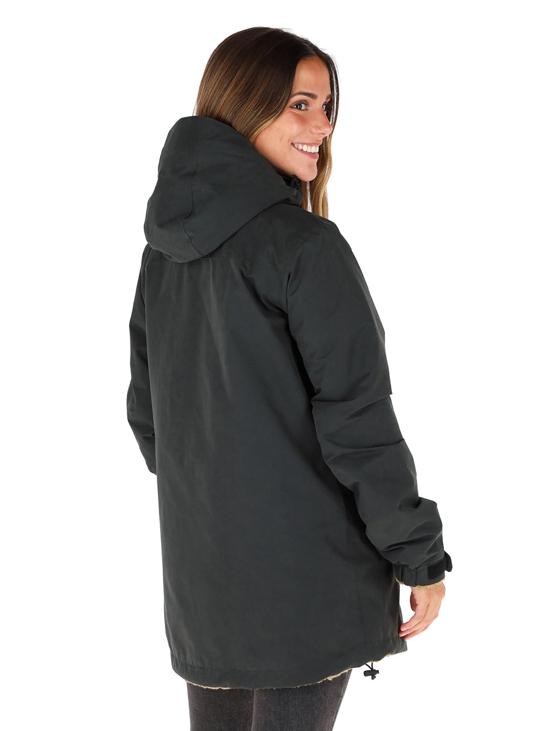 Parka Impermeable Reversible Camaleon Mujer - Negro - Mostaza