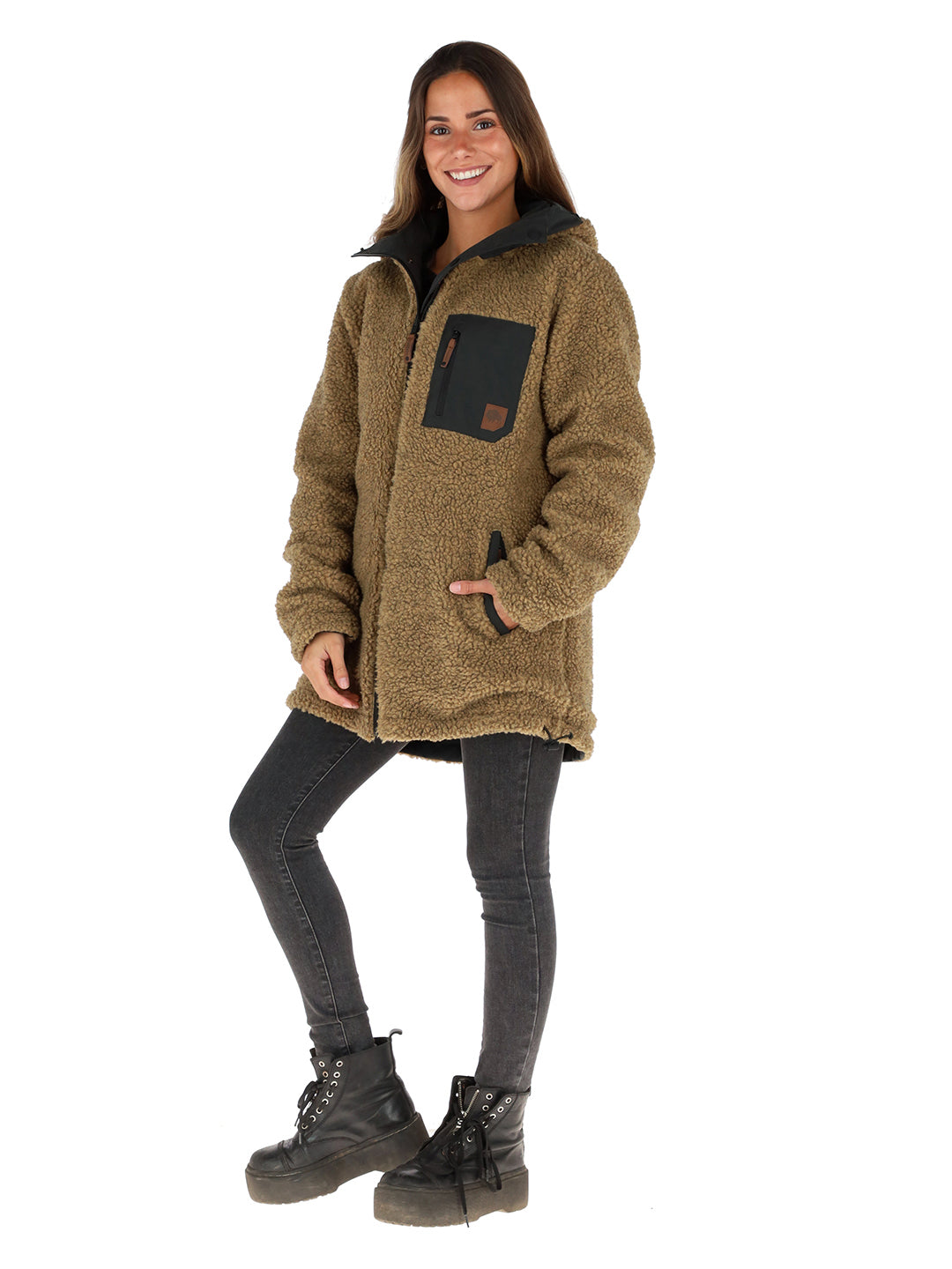 Parka Impermeable Reversible Camaleon Mujer - Negro - Mostaza