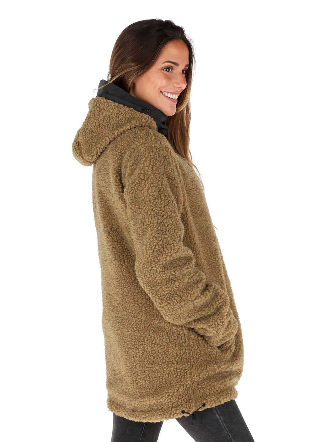 Parka Impermeable Reversible Camaleon Mujer - Negro - Mostaza
