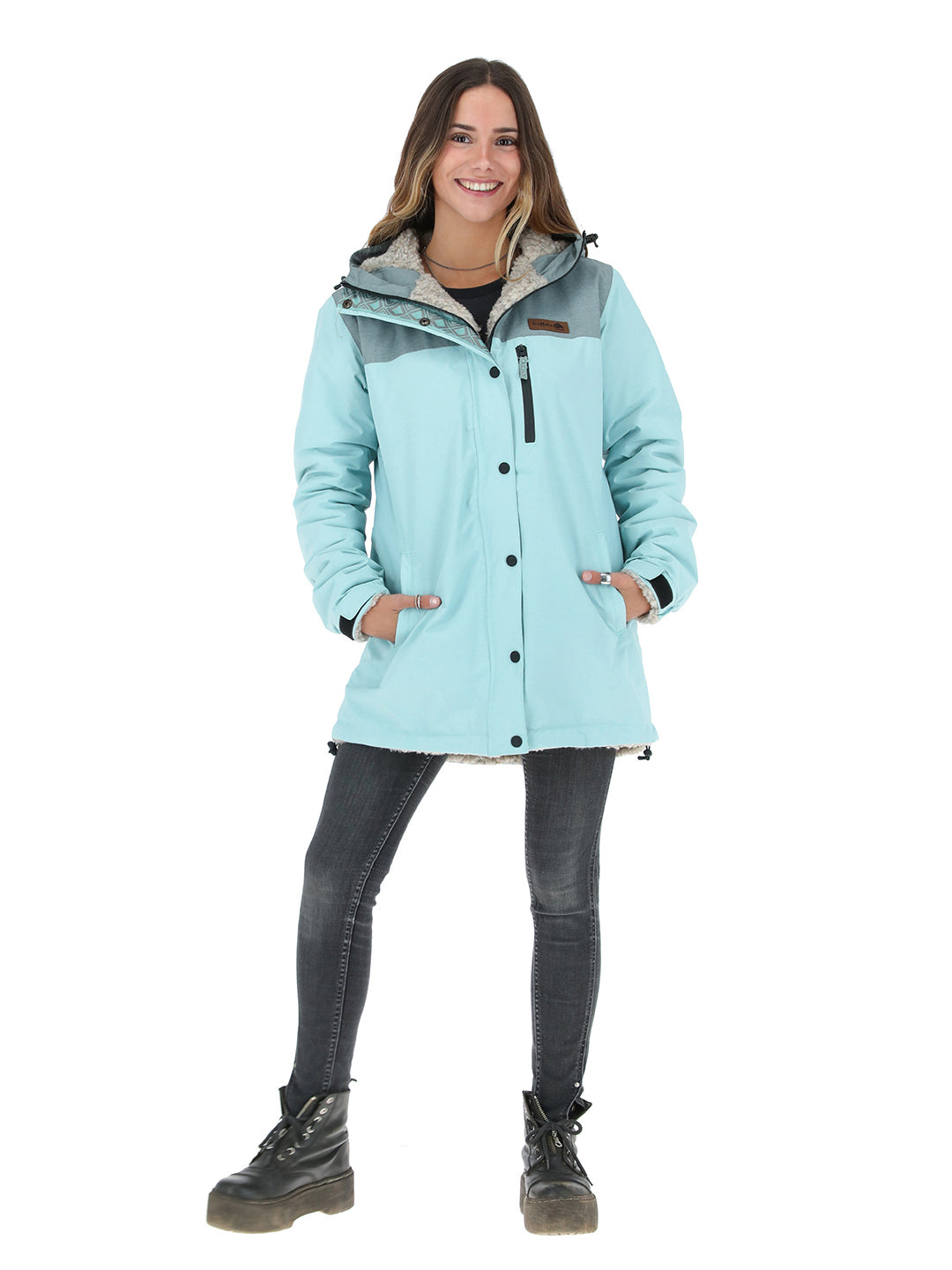 Parka Impermeable Reversible Camaleon Mujer - Celeste