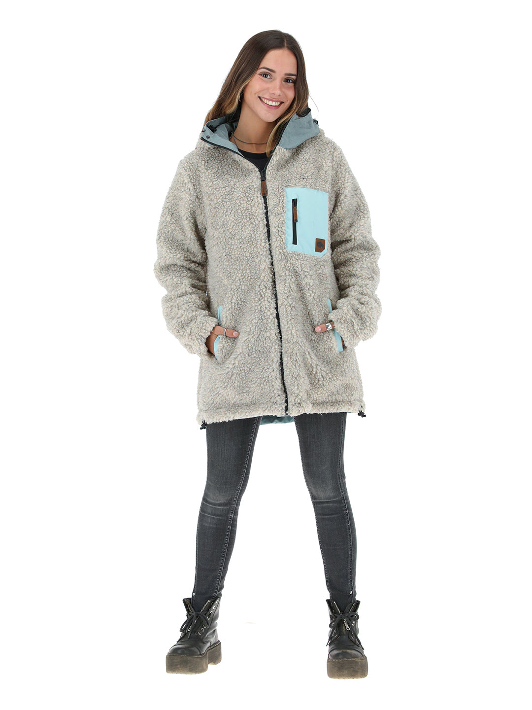 Parka Impermeable Reversible Camaleon Mujer - Celeste