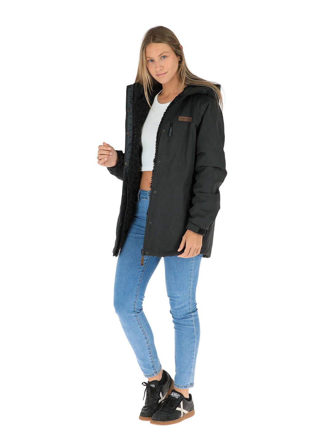 Parka Impermeable Reversible Camaleon Mujer - Negro