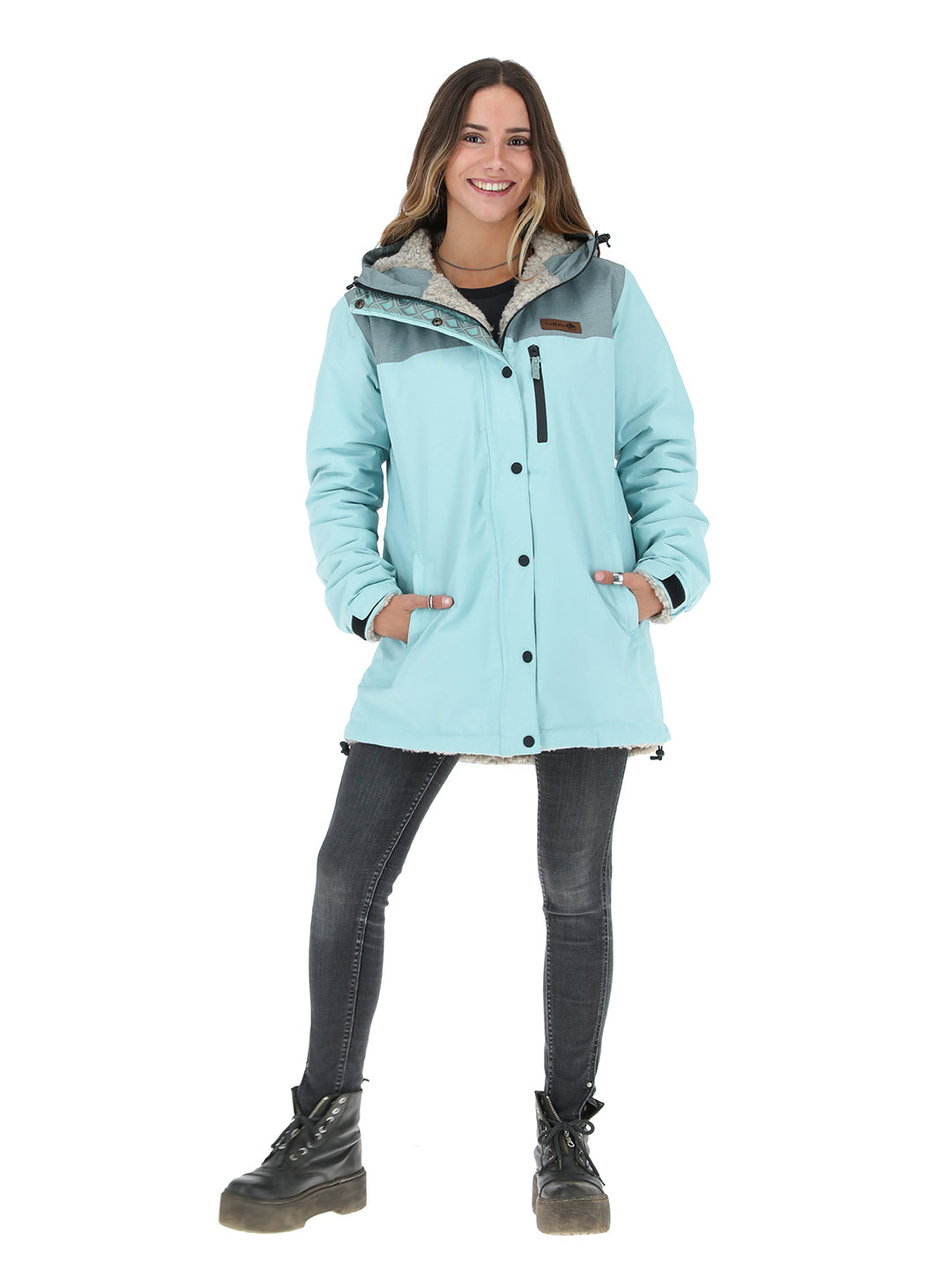 Chaqueta Camaleon Mujer - Celeste - Lana Jaspeado 2