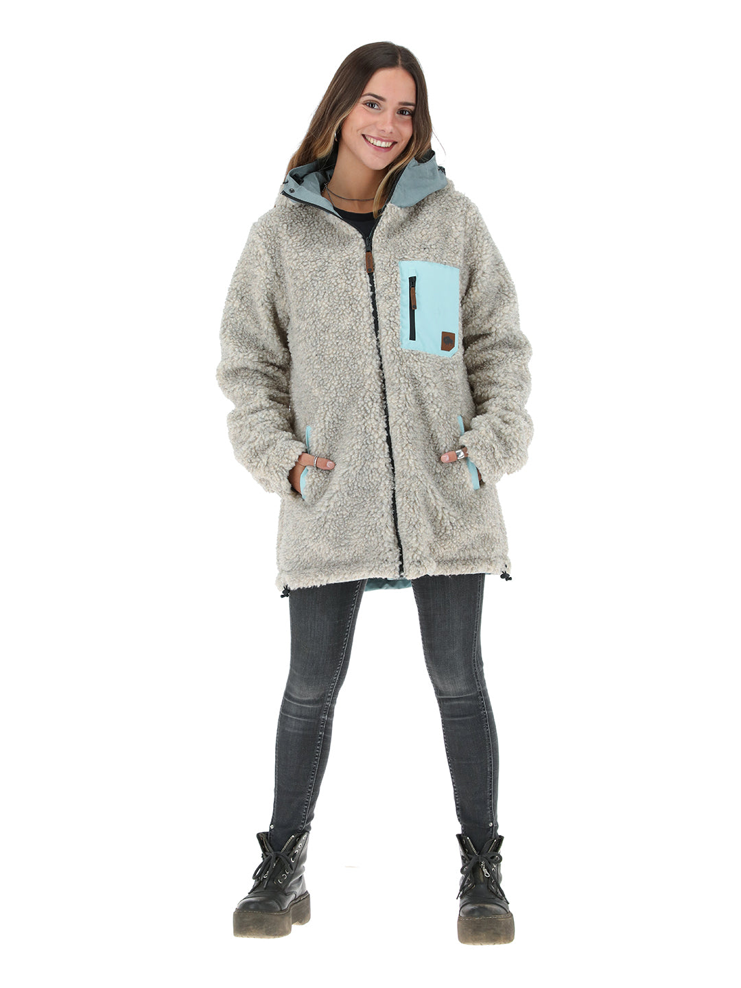 Chaqueta Camaleon Mujer - Celeste - Lana Jaspeado 2