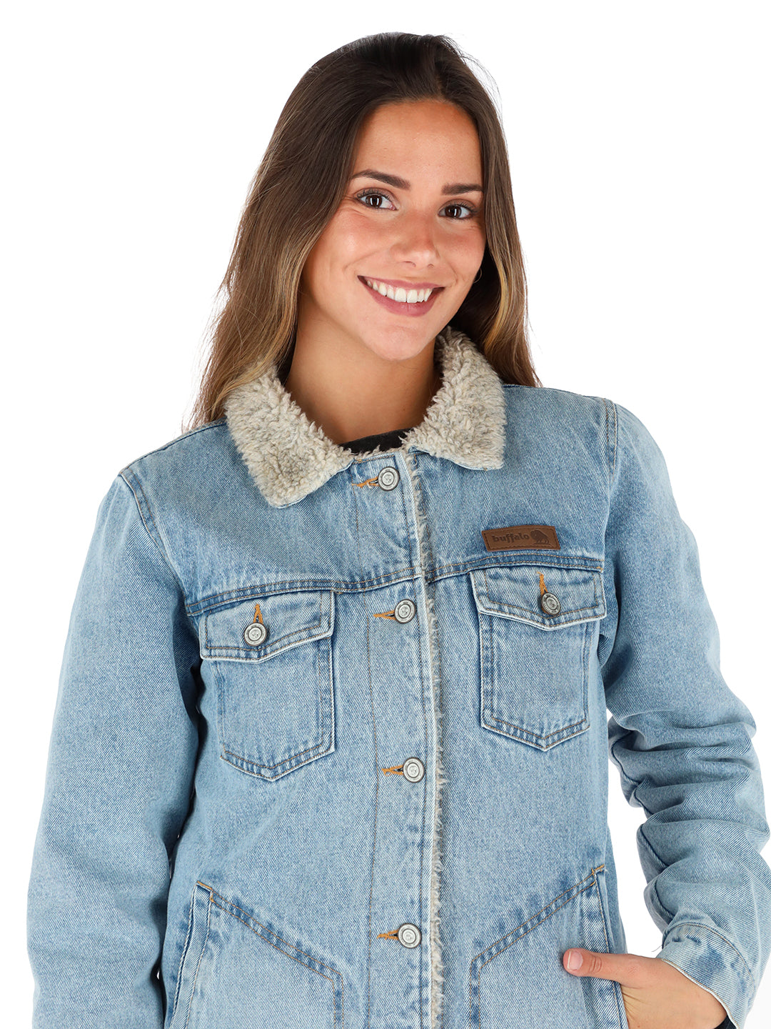 Chaqueta Foresta Mujer - Celeste - Lana Jaspeado