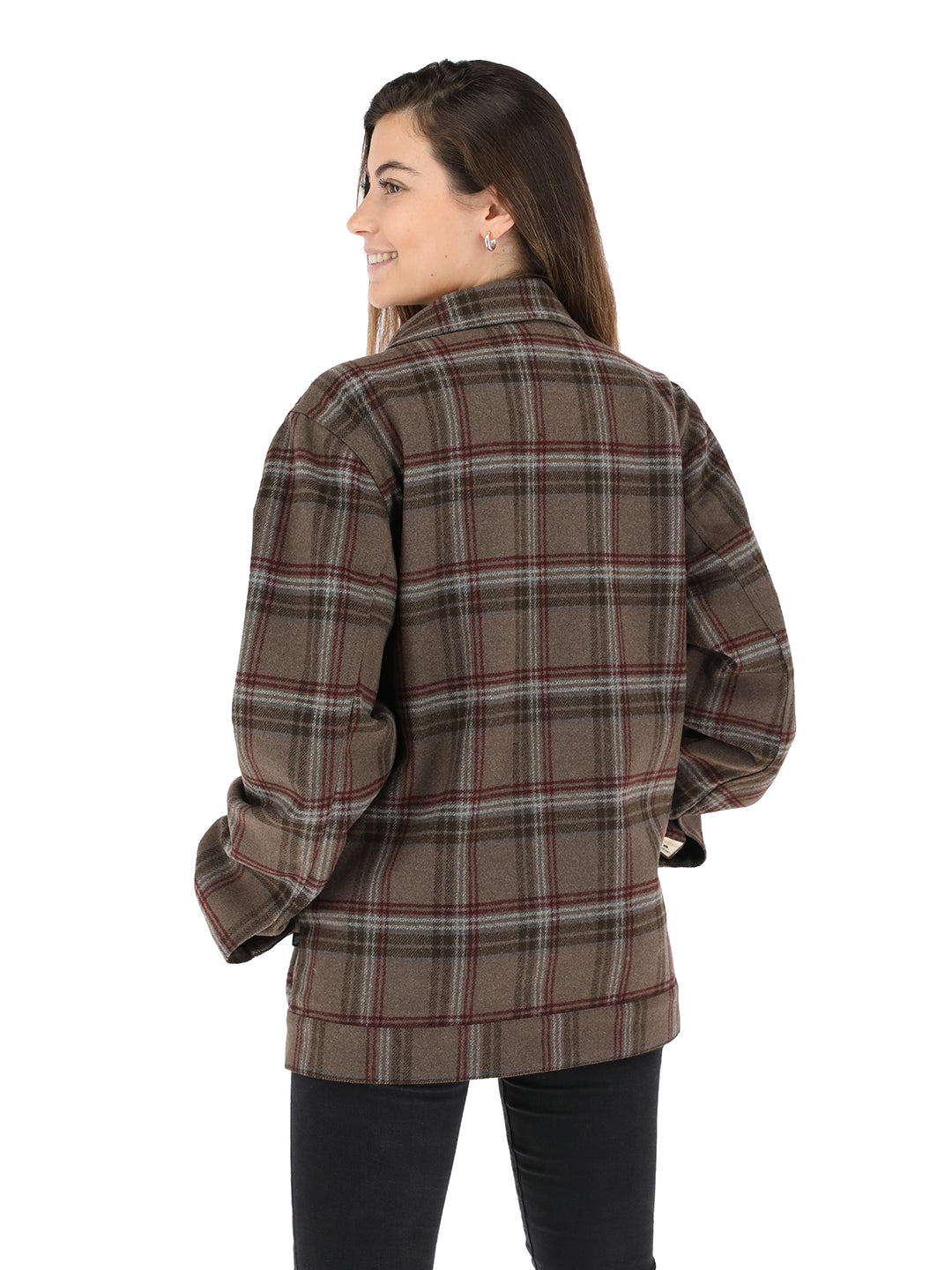 Chaqueta Pesquera Tartan Mujer - Cafe
