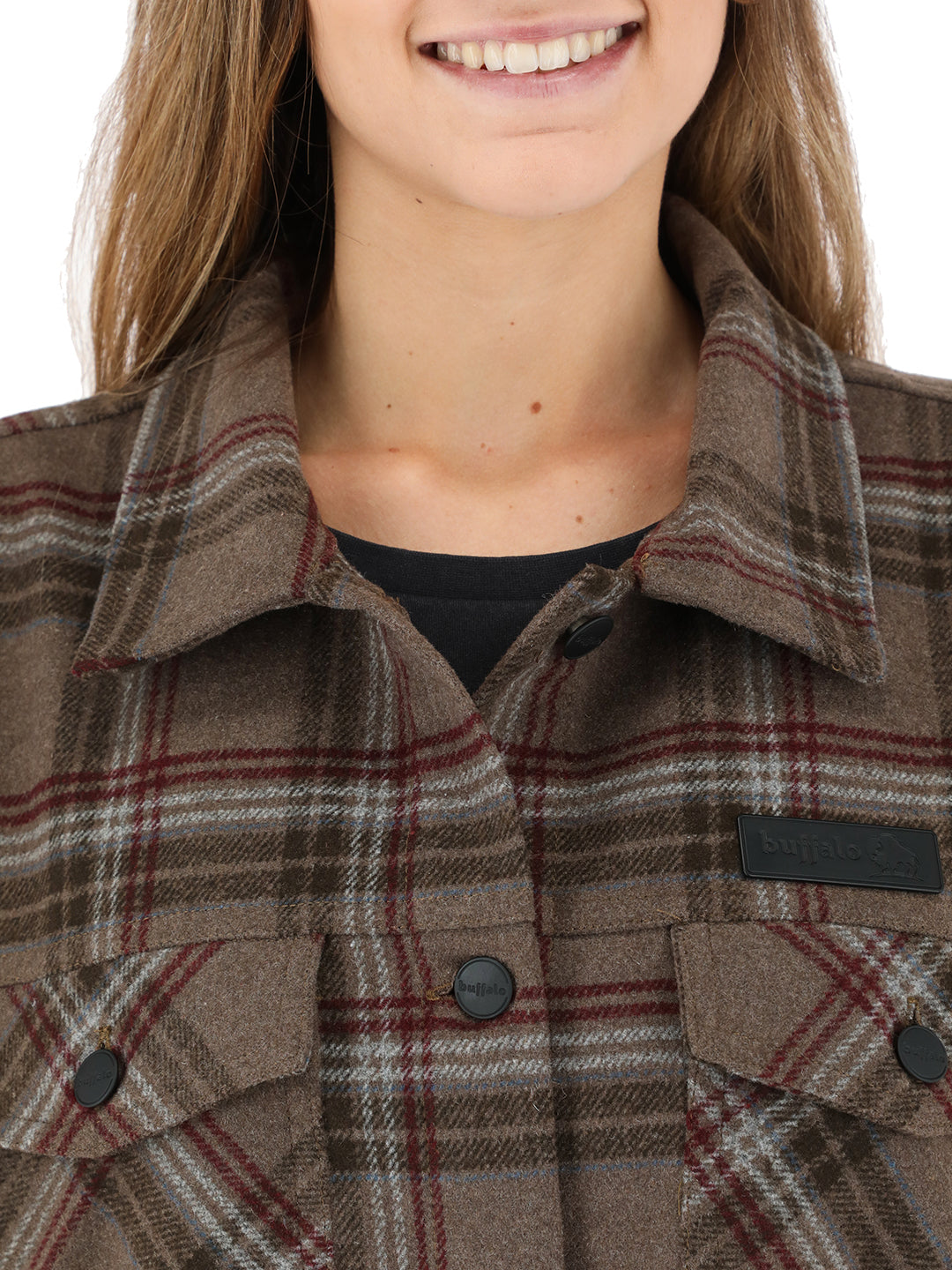 Chaqueta Pesquera Tartan Mujer - Cafe
