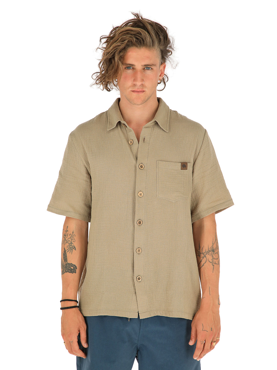 Guayabera Caqui Hombre - Verde