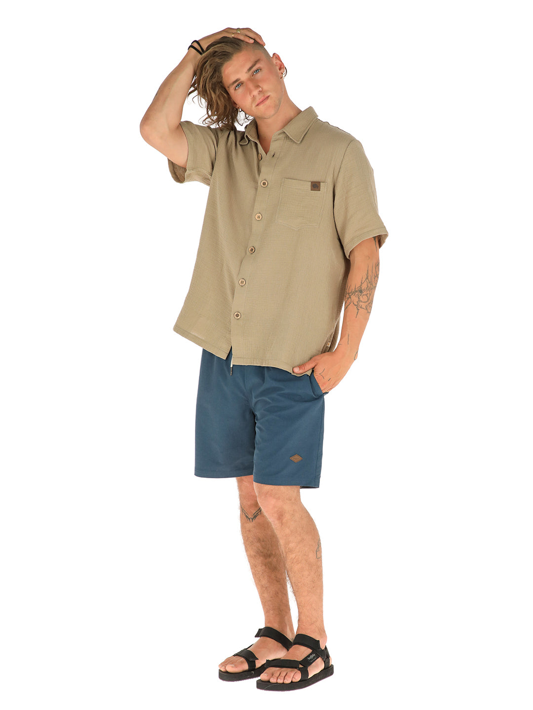 Guayabera Caqui Hombre - Verde