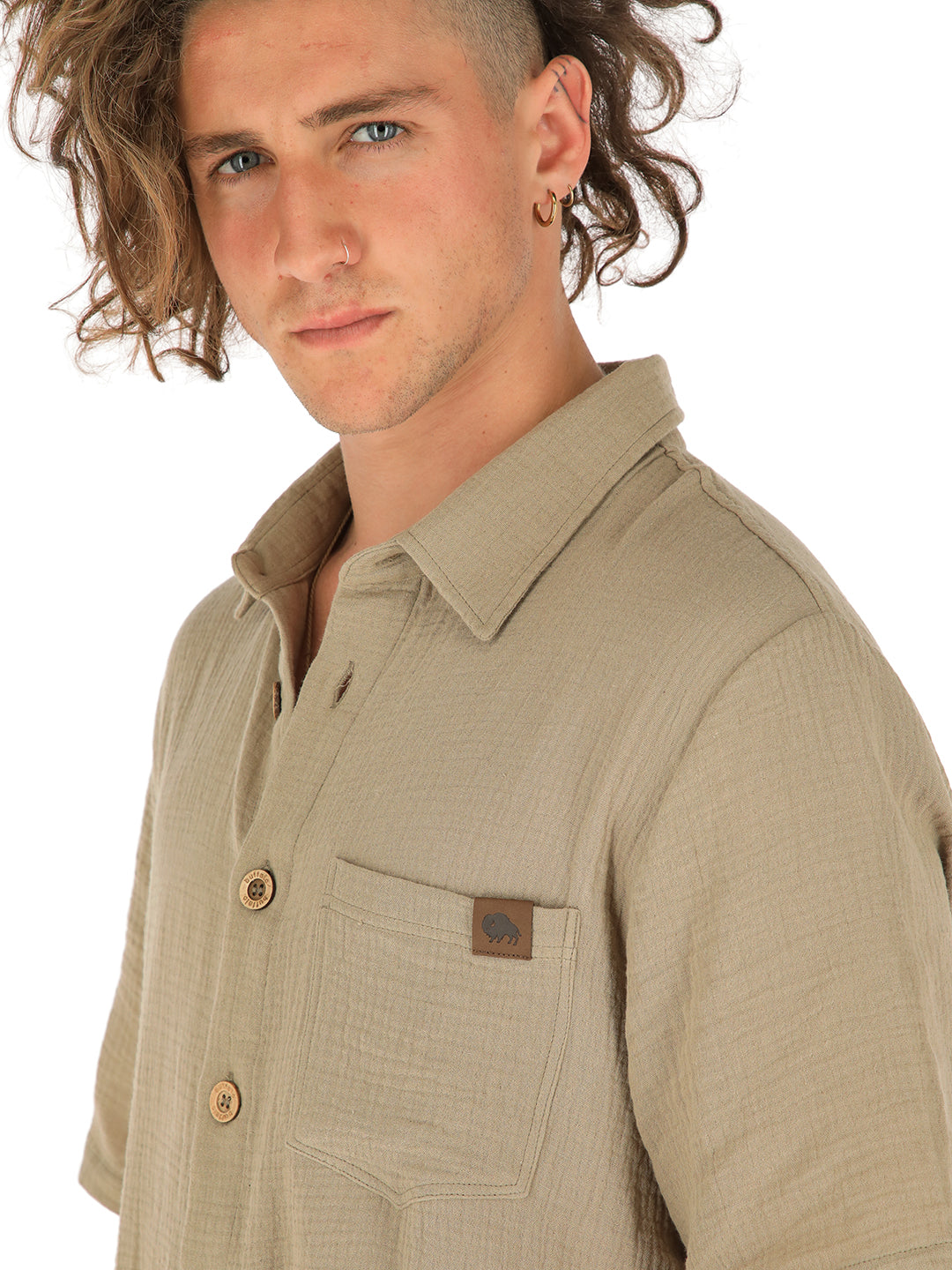 Guayabera Caqui Hombre - Verde