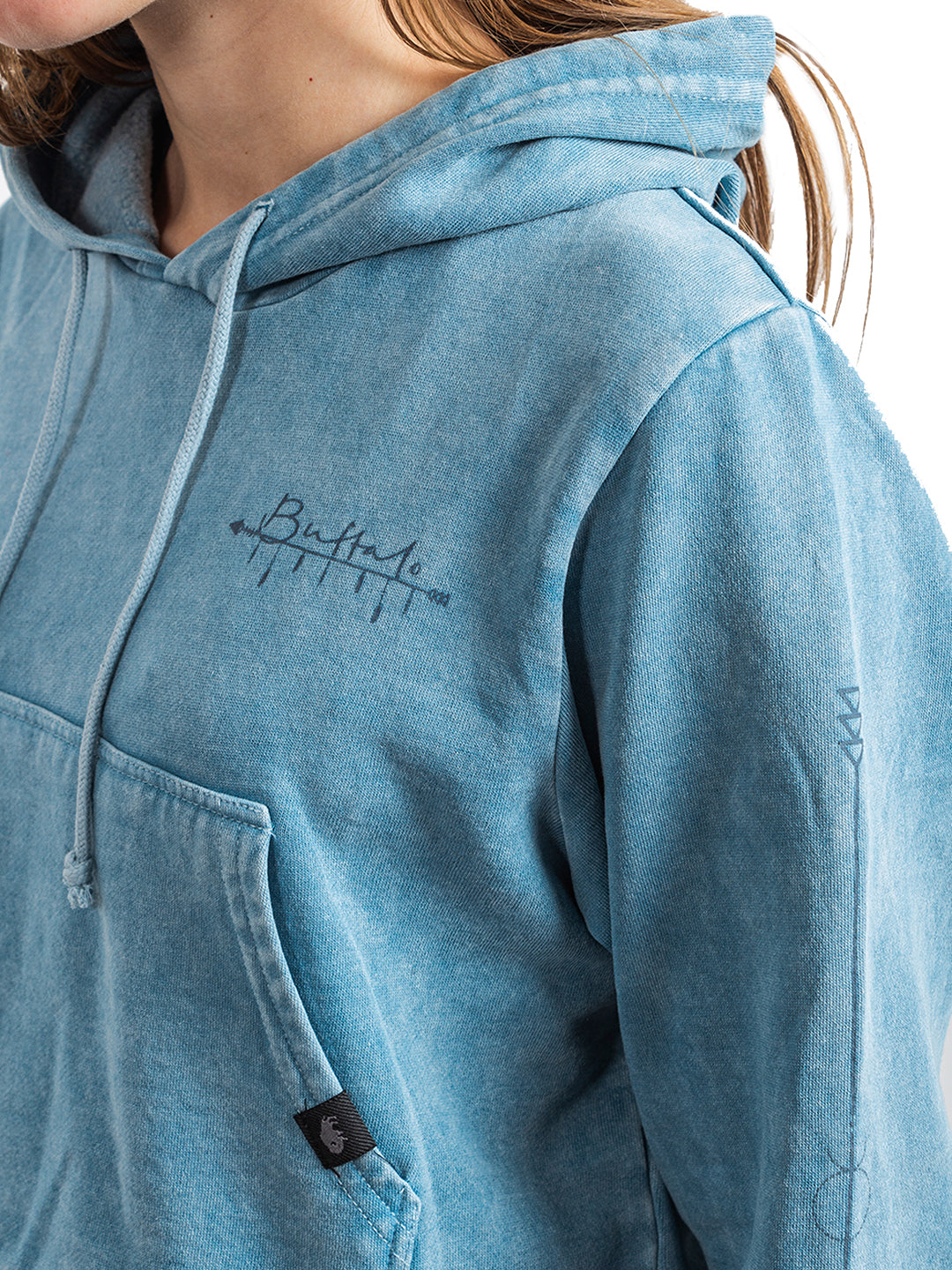 Hoodie Corto Mujer - Celeste