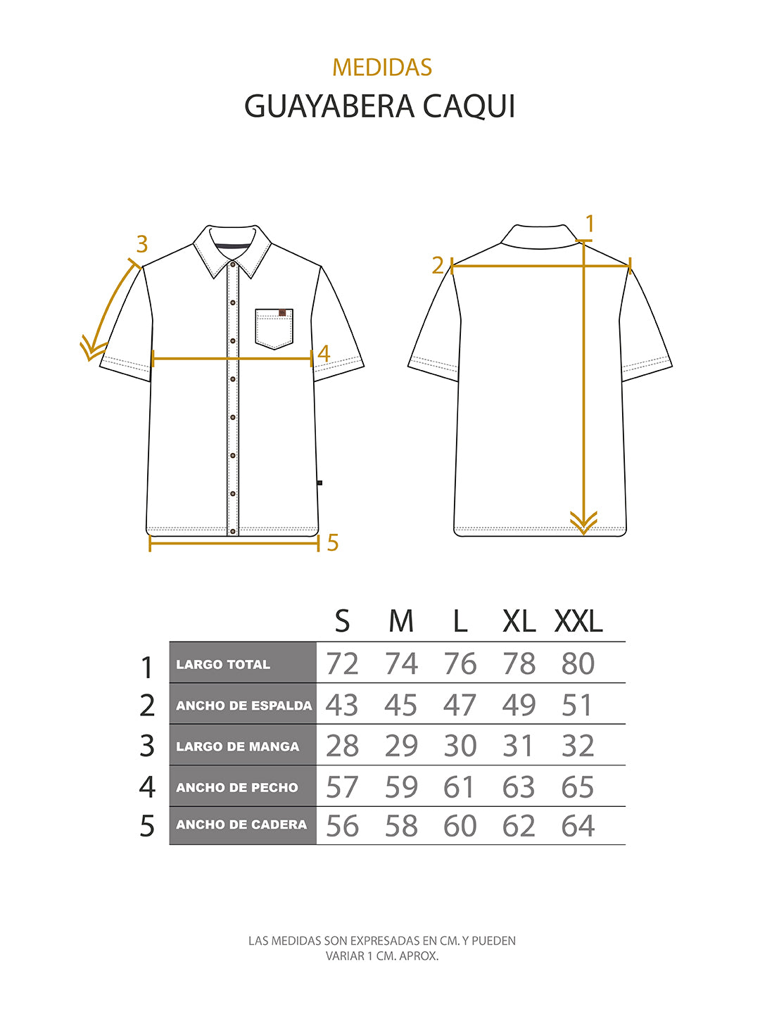 Guayabera Caqui Hombre