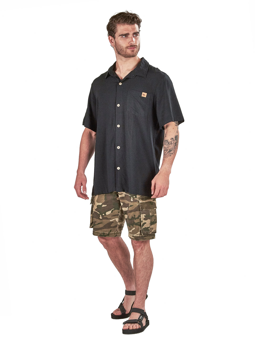 Guayabera Peteroa Hombre - Negro