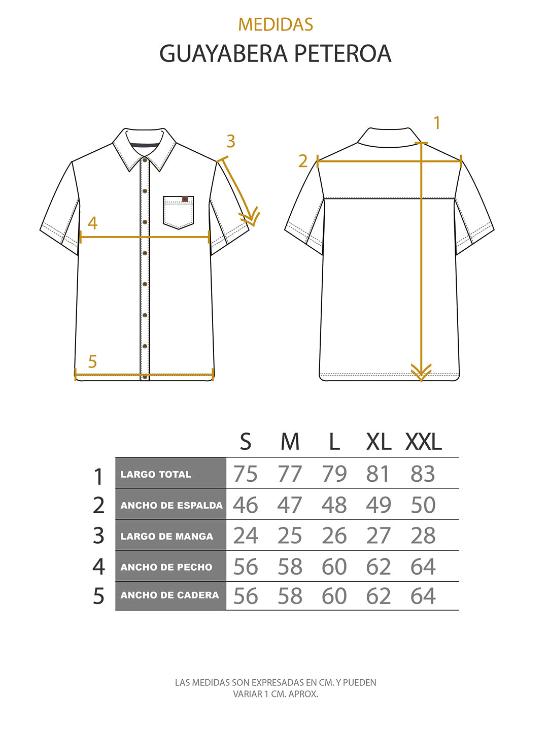 Guayabera Peteroa Hombre - Negro
