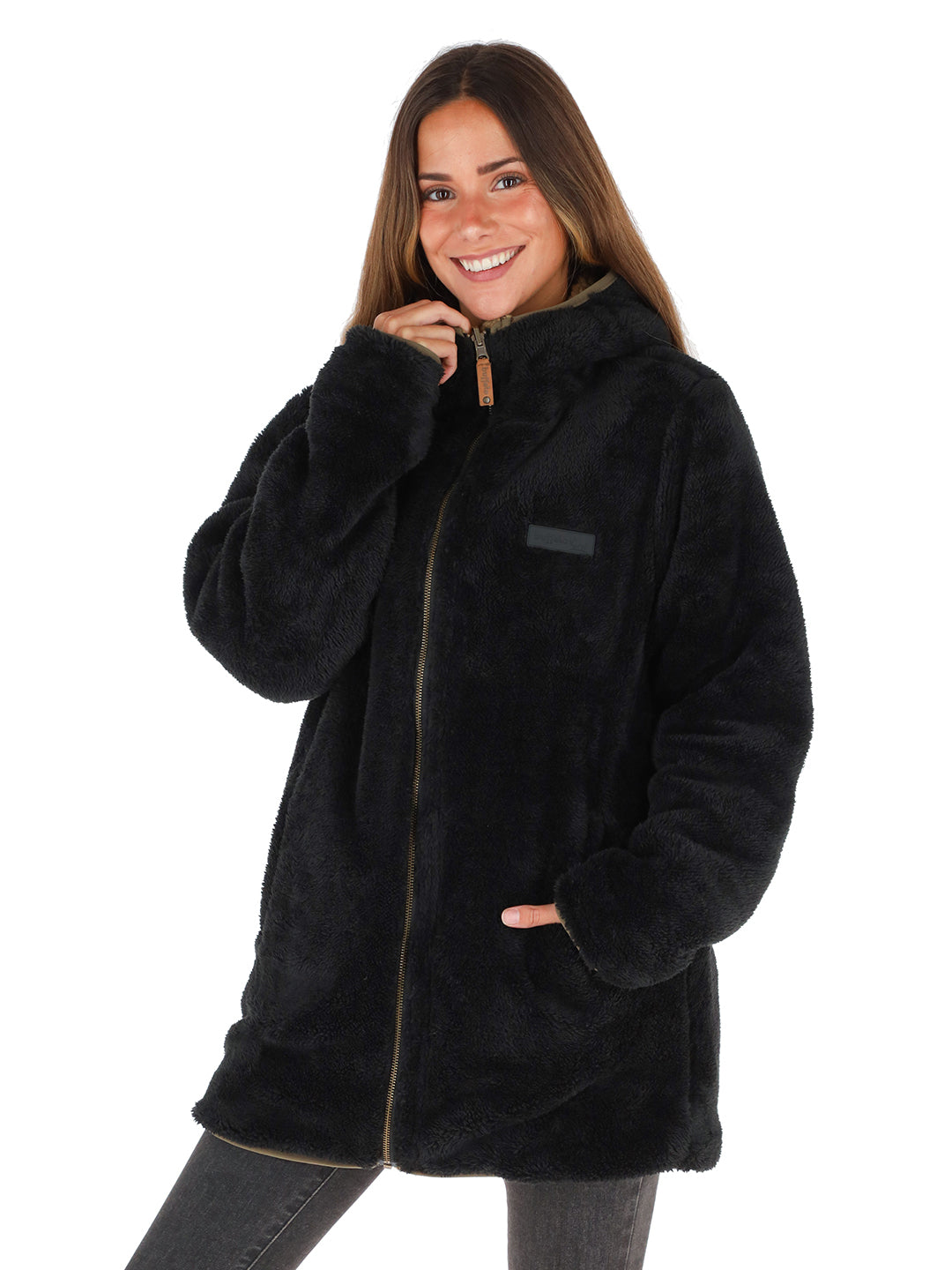 Chaqueta Chipodos Mujer - Mostaza Jaspeado - Negro