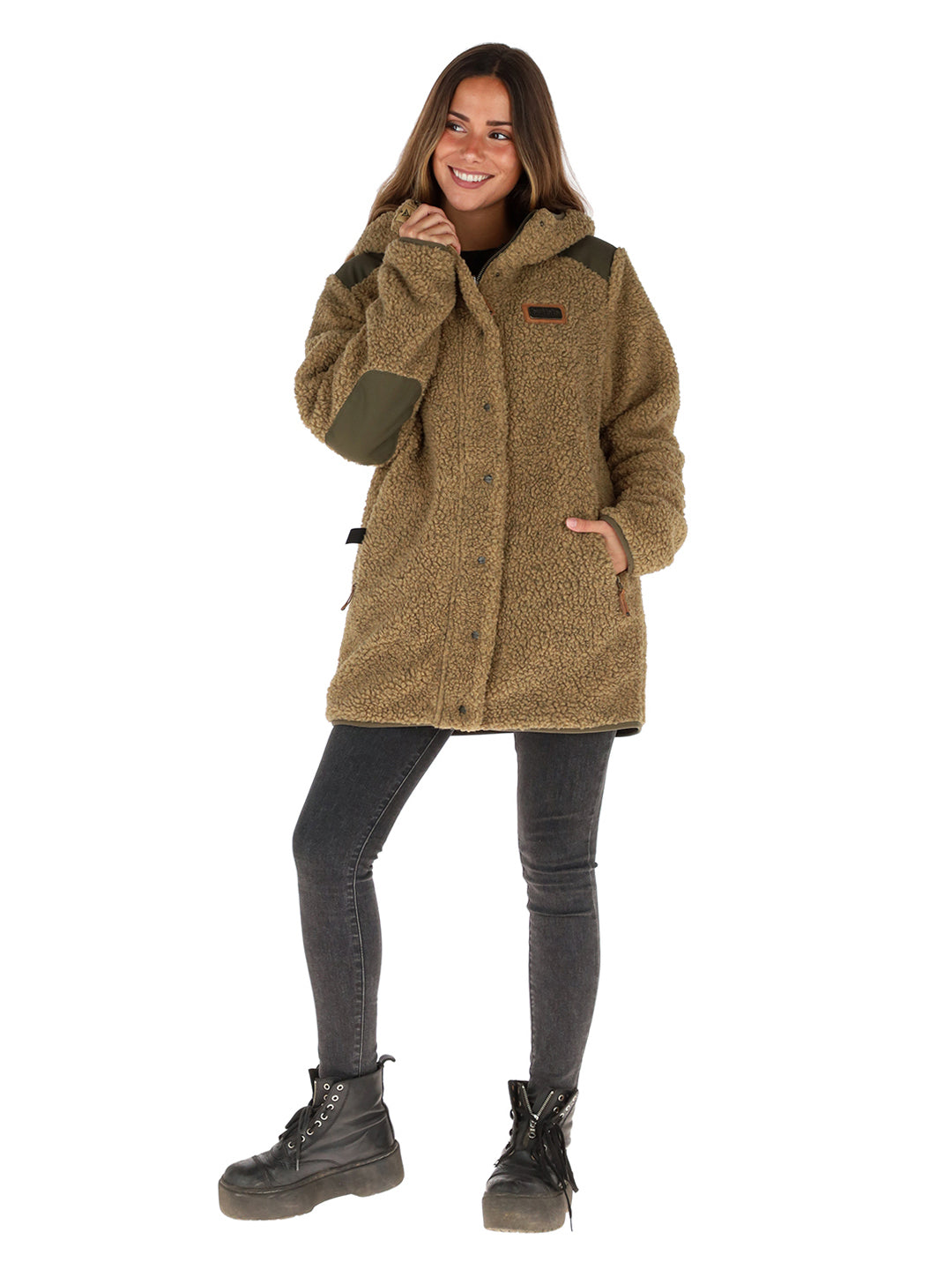 Chaqueta Chipodos Mujer - Mostaza Jaspeado - Negro