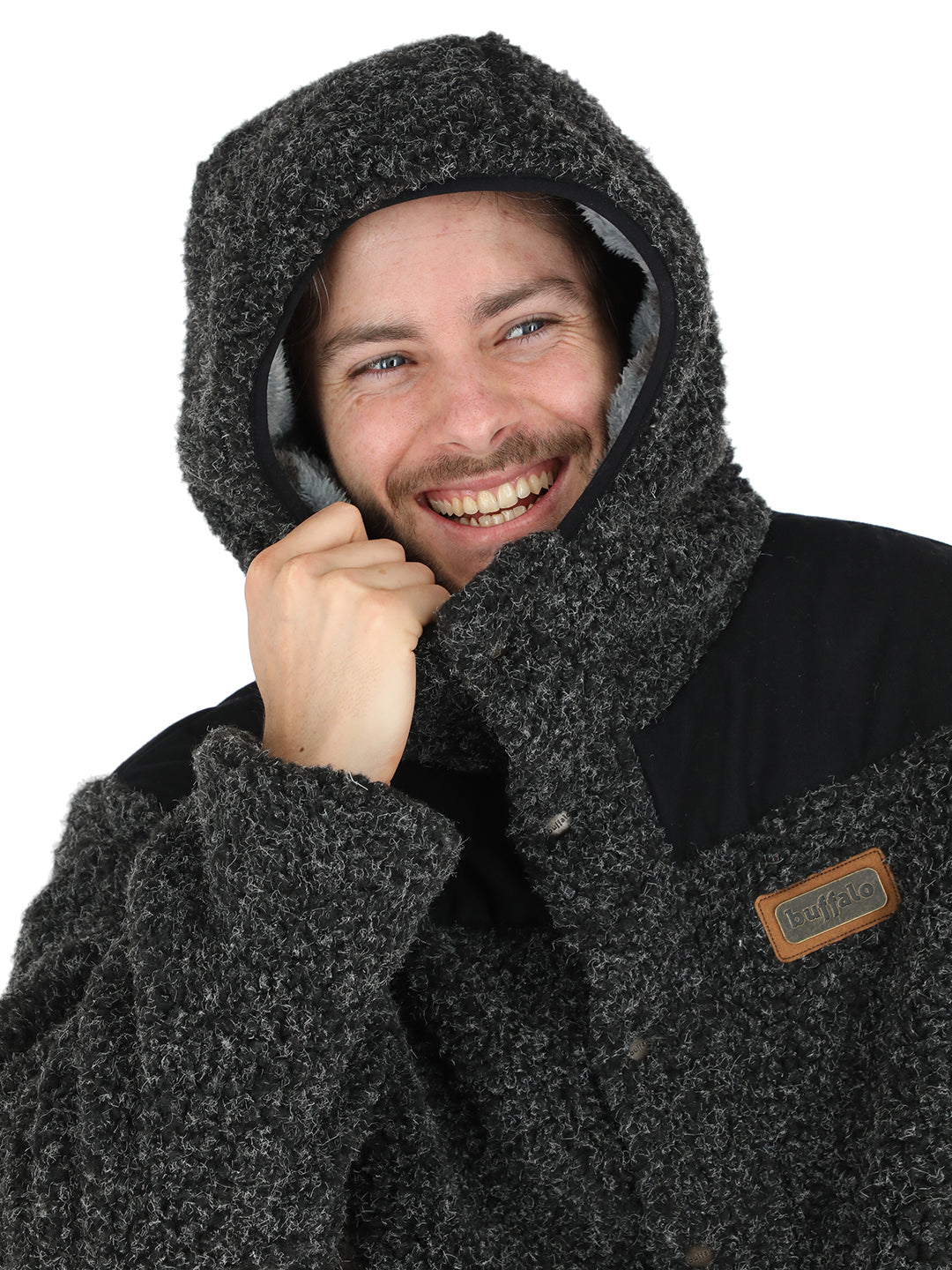 Chaqueta Chipodos Hombre - Negro Jaspeado - Diseño Gris