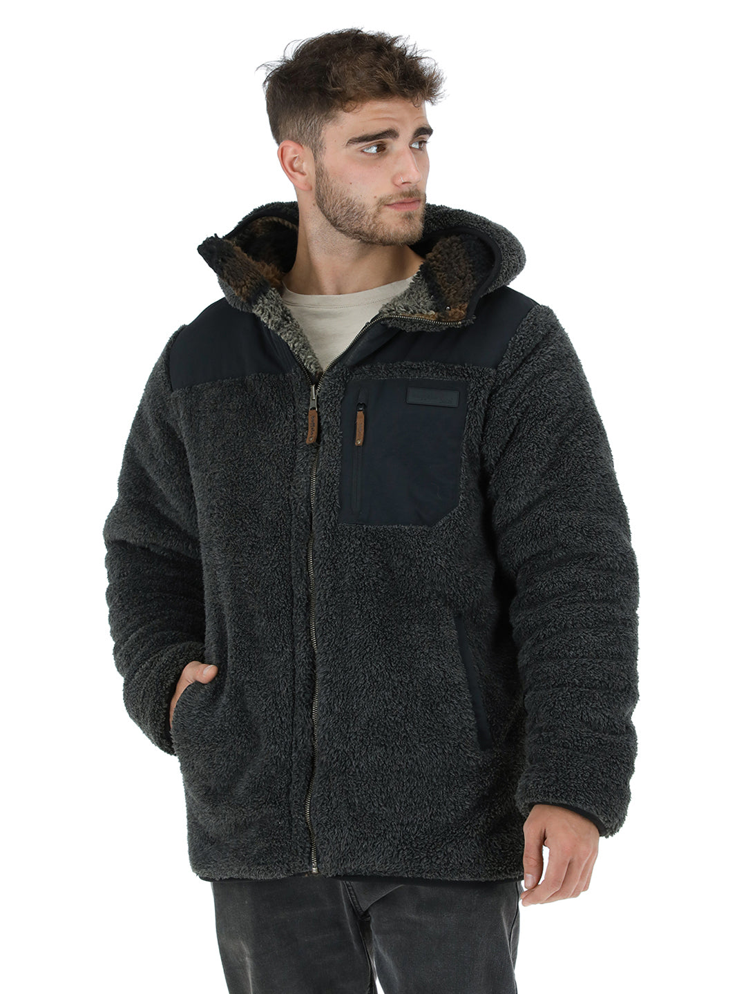 Chaqueta Chipodos Print Hombre - Negro - Marengo Jaspeado