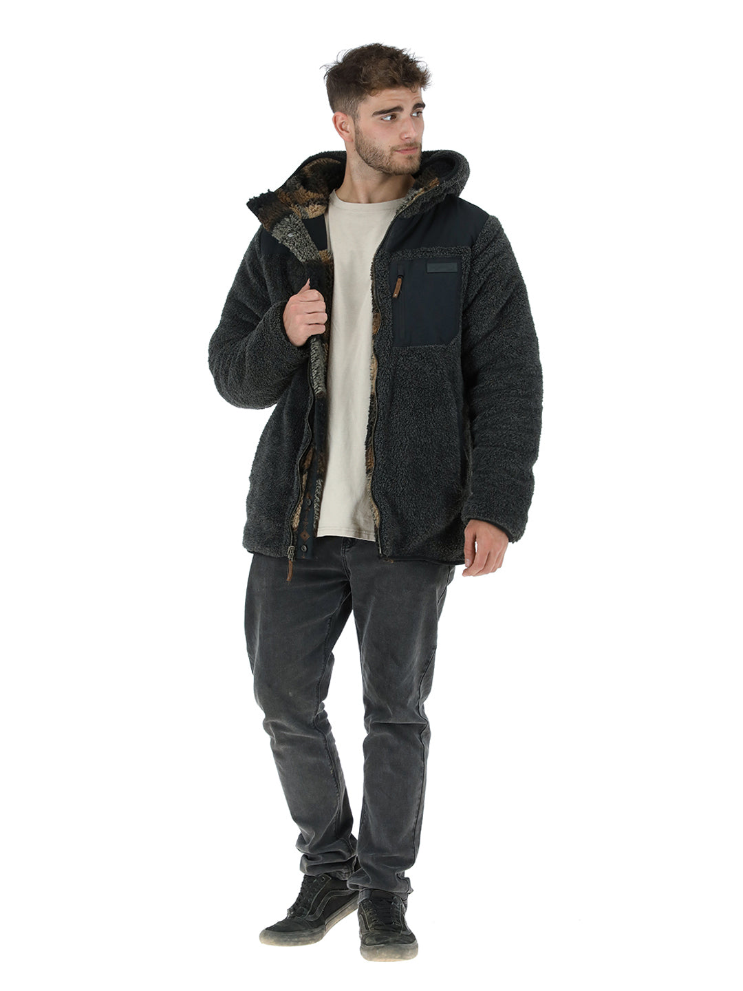 Chaqueta Chipodos Print Hombre - Negro - Marengo Jaspeado