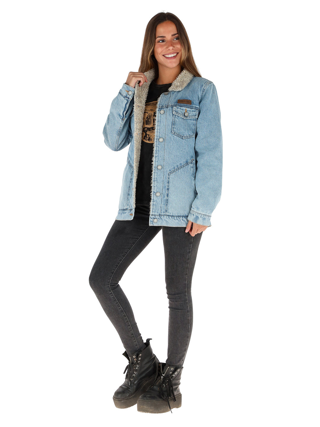 Chaqueta Foresta Mujer - Celeste - Lana Jaspeado