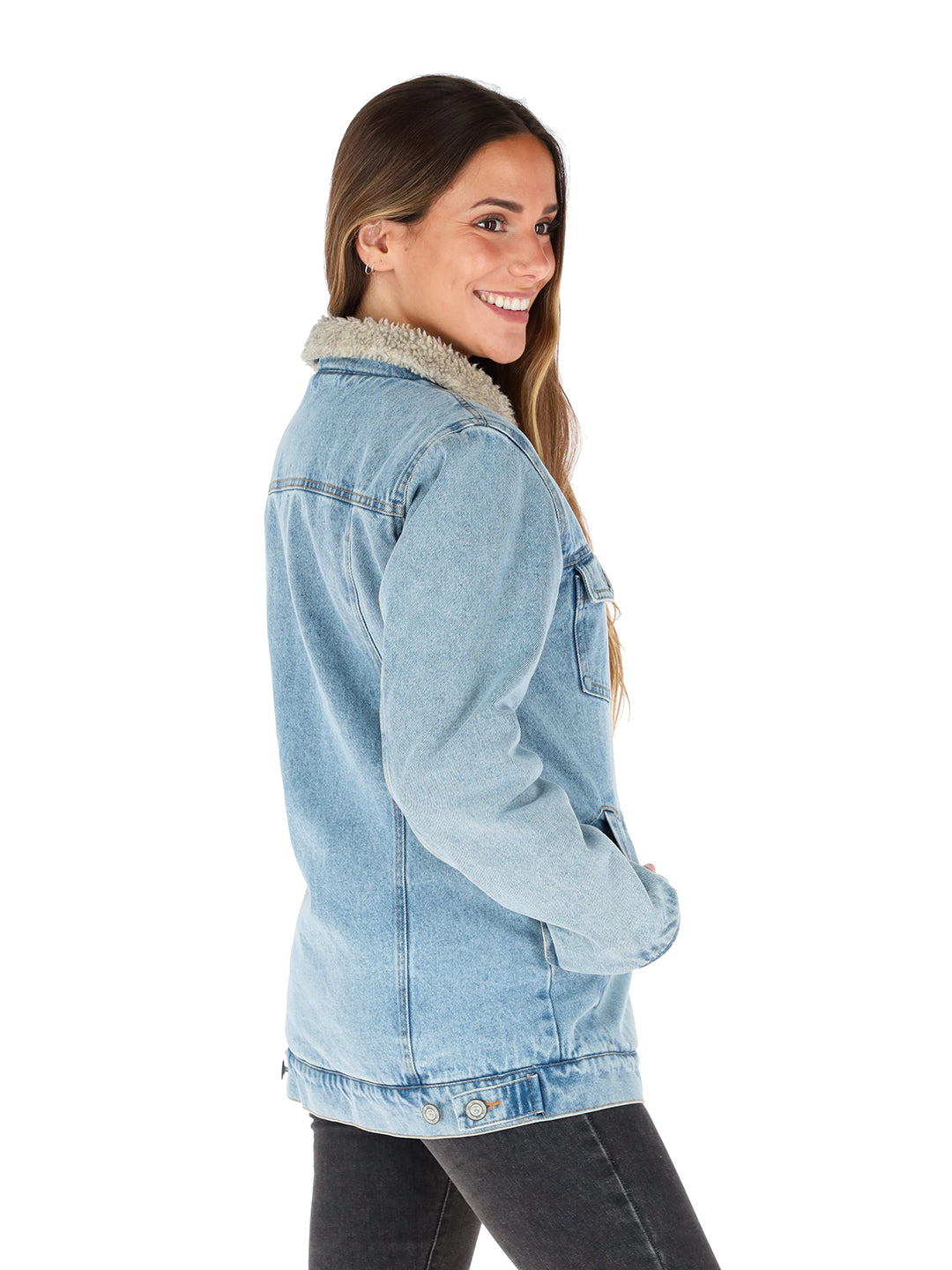 Chaqueta Foresta Mujer - Celeste - Lana Jaspeado