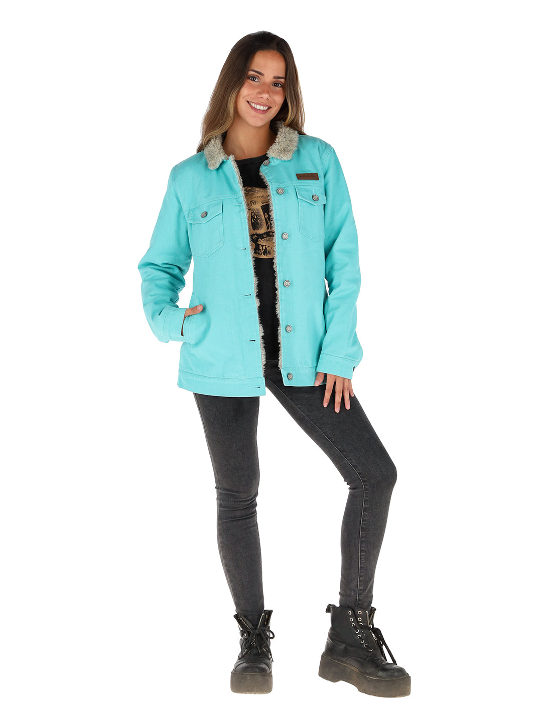 Chaqueta Foresta Mujer - Turquesa - Lana Jaspeado