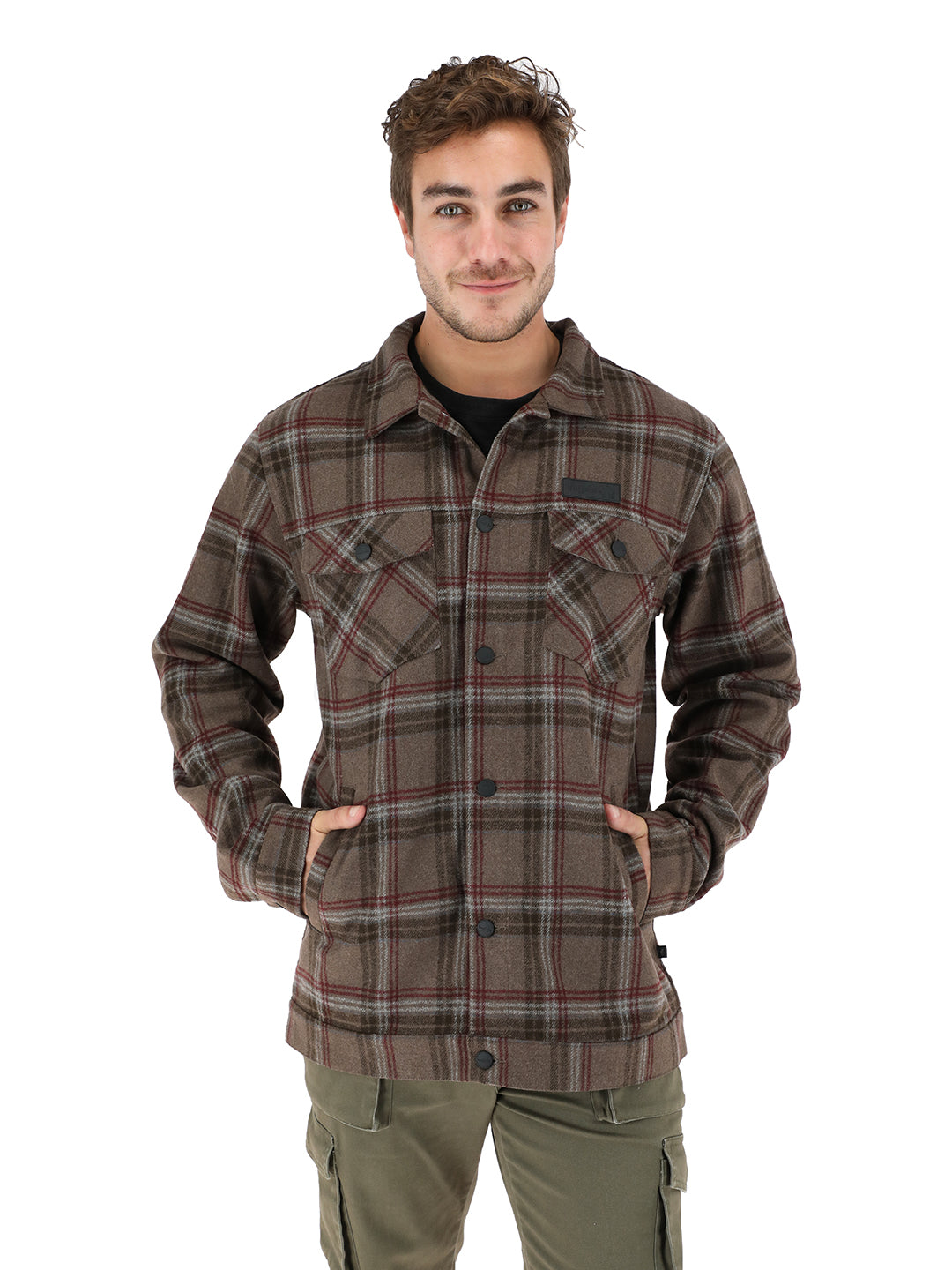 Chaqueta Pesquera Tartan Hombre - Cafe