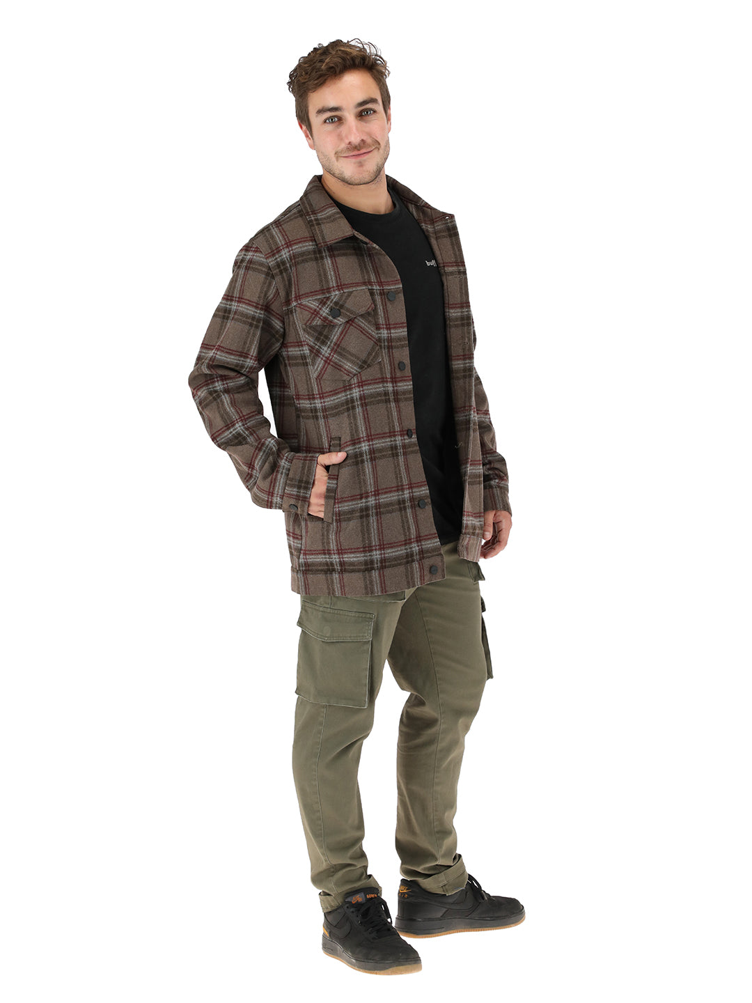 Chaqueta Pesquera Tartan Hombre - Cafe