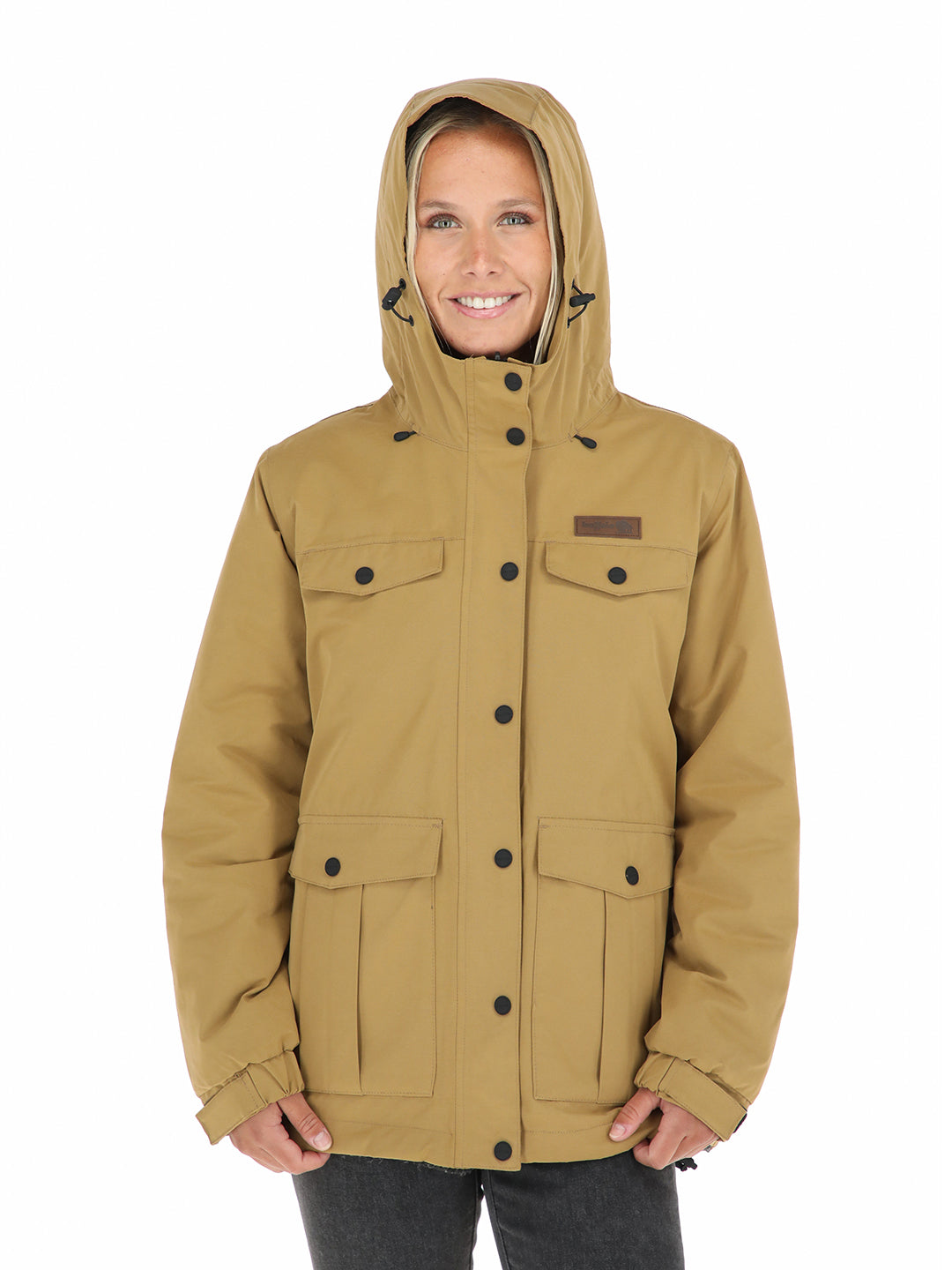 Parka Impermeable Reversible Camaleon Tepu Mujer - Mostaza - Negro Jaspeado / XS