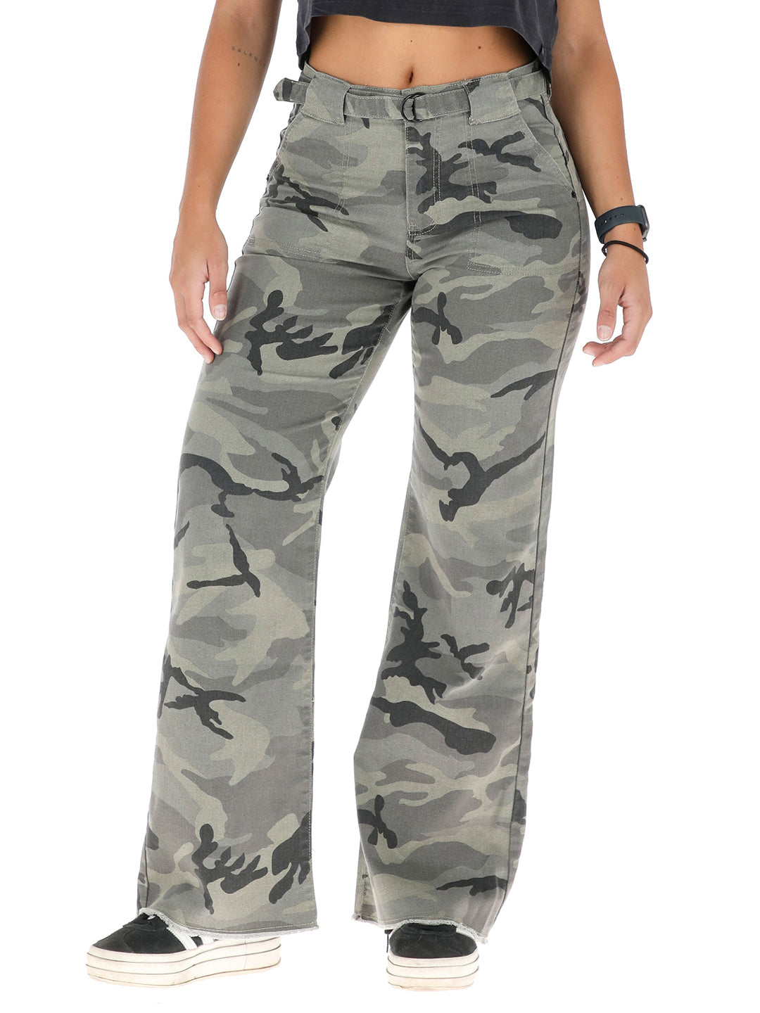 Pantalon Frayed Mujer - Militar