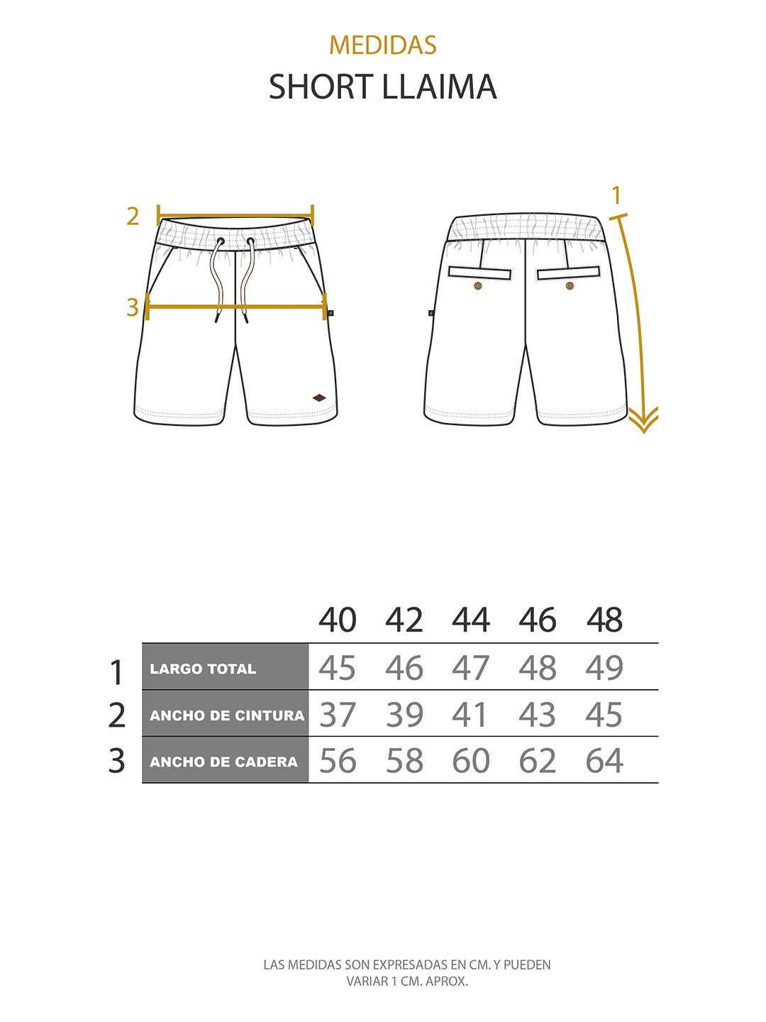 Short Llaima Hombre - Lineas Naranjo